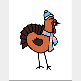 Thanksgiving Turkey and Transgender Pride Flag Hat and Scarf Posters and Art
